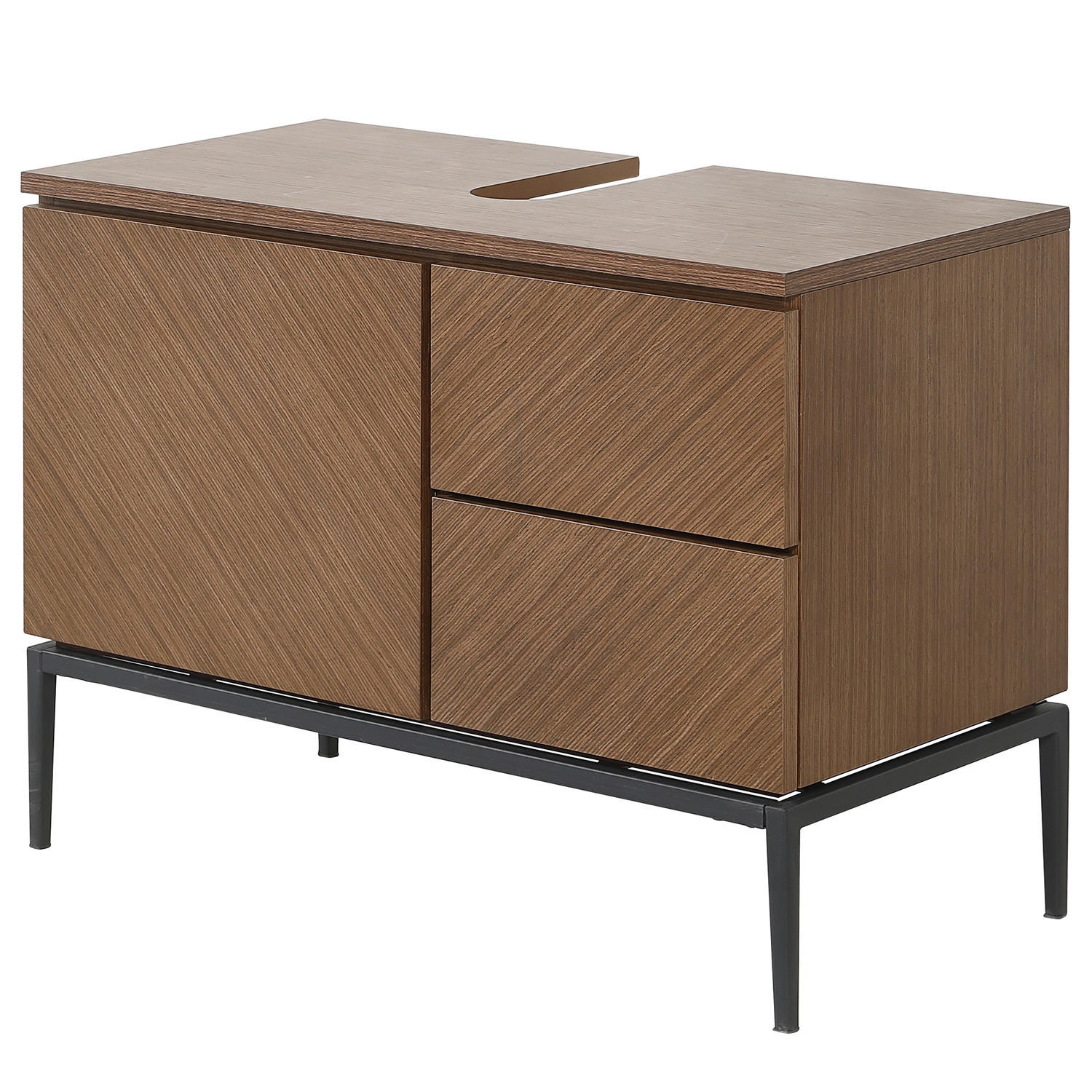 WASCHBECKENUNTERSCHRANK - Walnussfarben, Holzwerkstoff/Metall (80/60/40cm) - home24