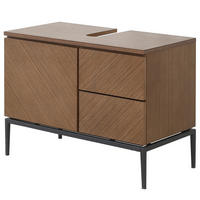 WASCHBECKENUNTERSCHRANK - Walnussfarben, Holzwerkstoff/Metall (80/60/40cm) - home24