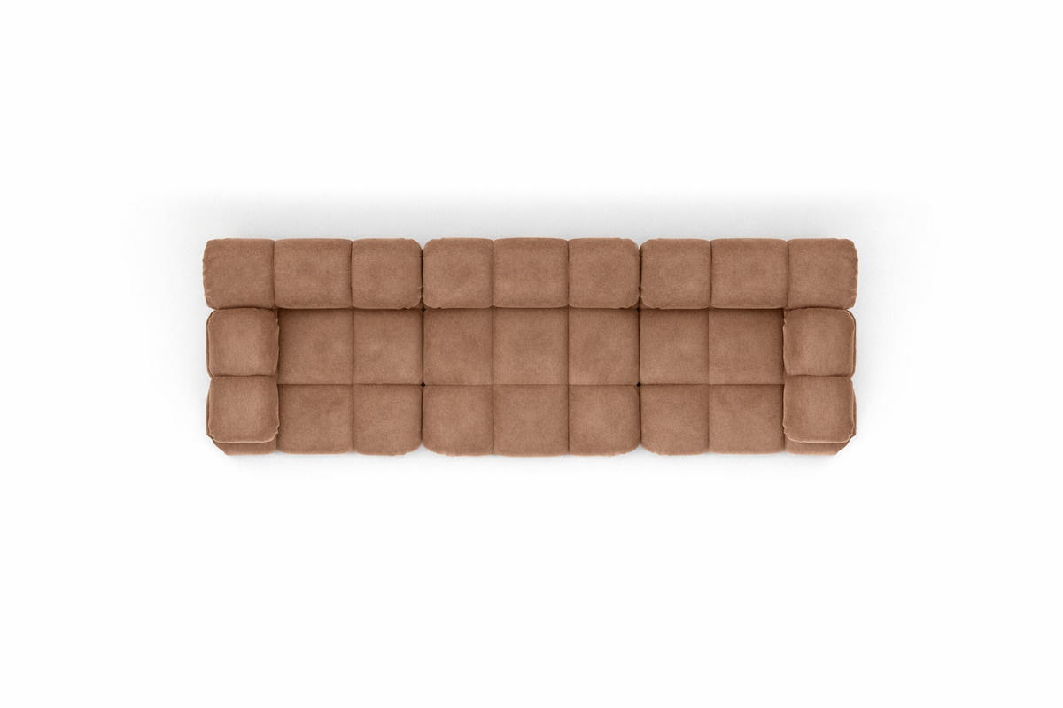COUCH, 3-Sitzer Modular, Veloursstoff Salvador, Dunkelbeige, Selia - Beige, Holz (285/70/95cm) - Kaiser Möbel
