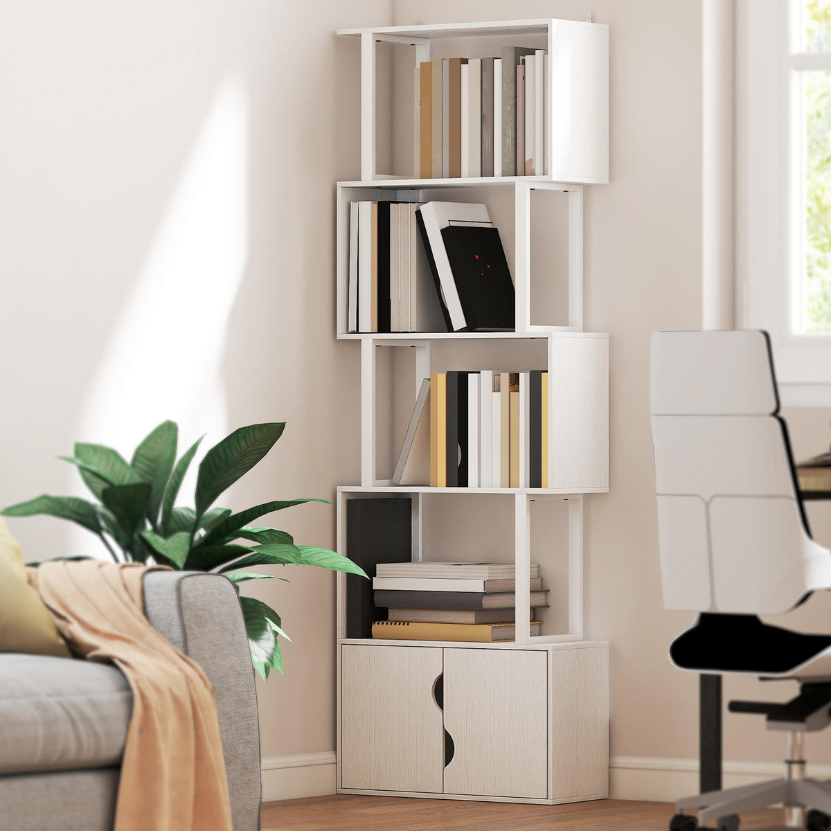 REGAL DE-15537 5 Ebenen + Doppeltürschrank Weiß - Weiß, Holzwerkstoff (23.8/179.2/60cm) - ComfortXL