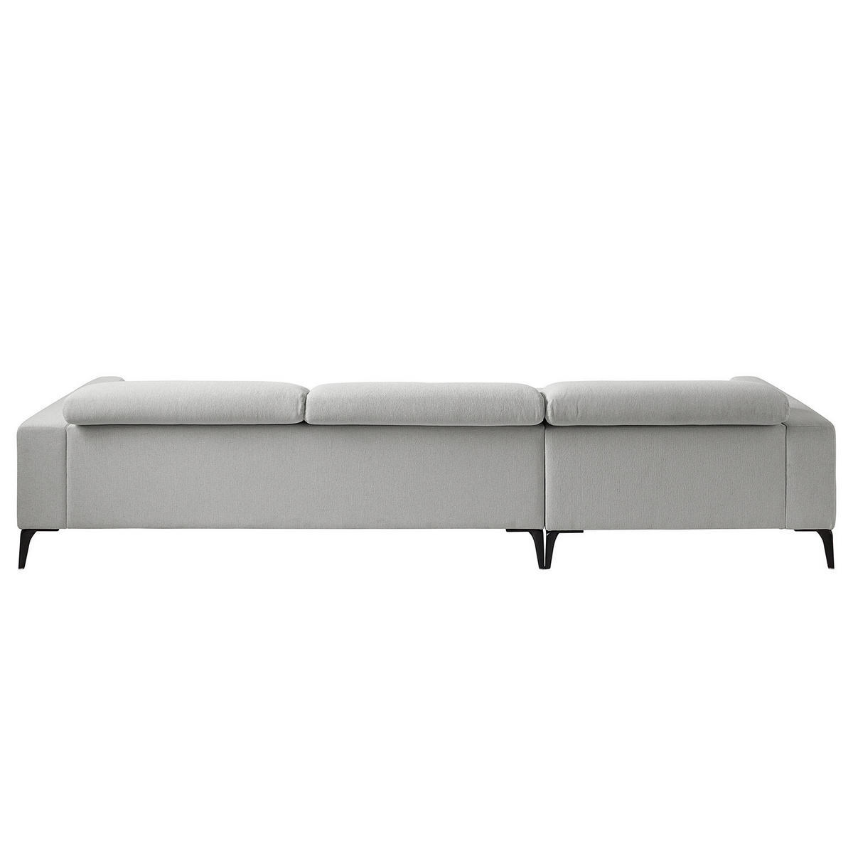 ECKSOFA mit Longchair - Hellgrau/Schwarz, Textil/Metall (328/180cm) - home24