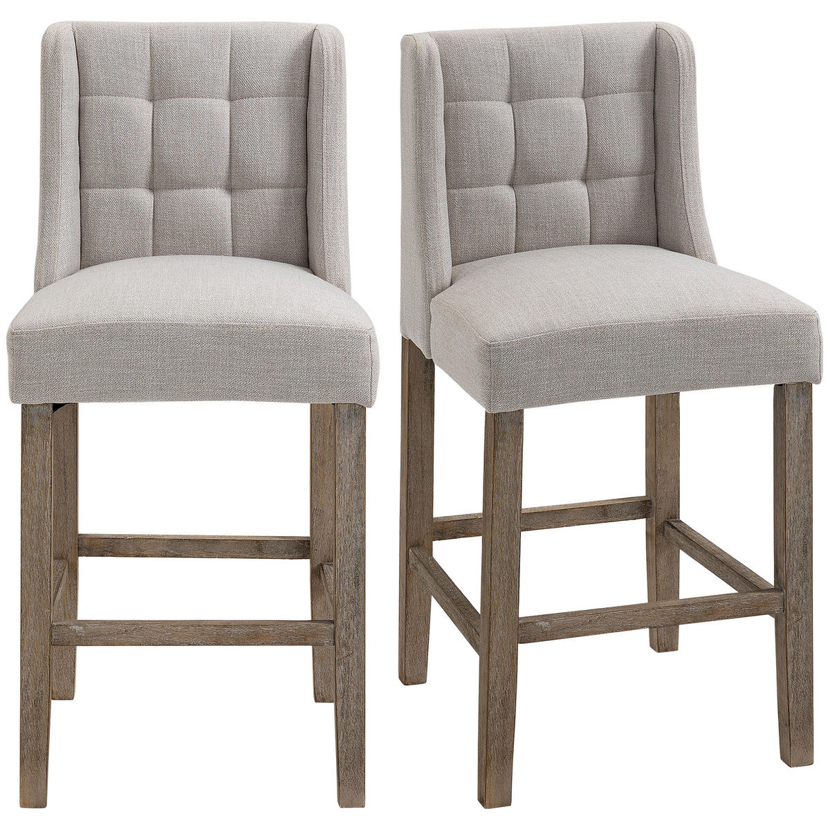 BARHOCKER, Leinen-Touch-Polyester, Beige - Beige, Kunststoff (50/101/47cm) - HOMCOM