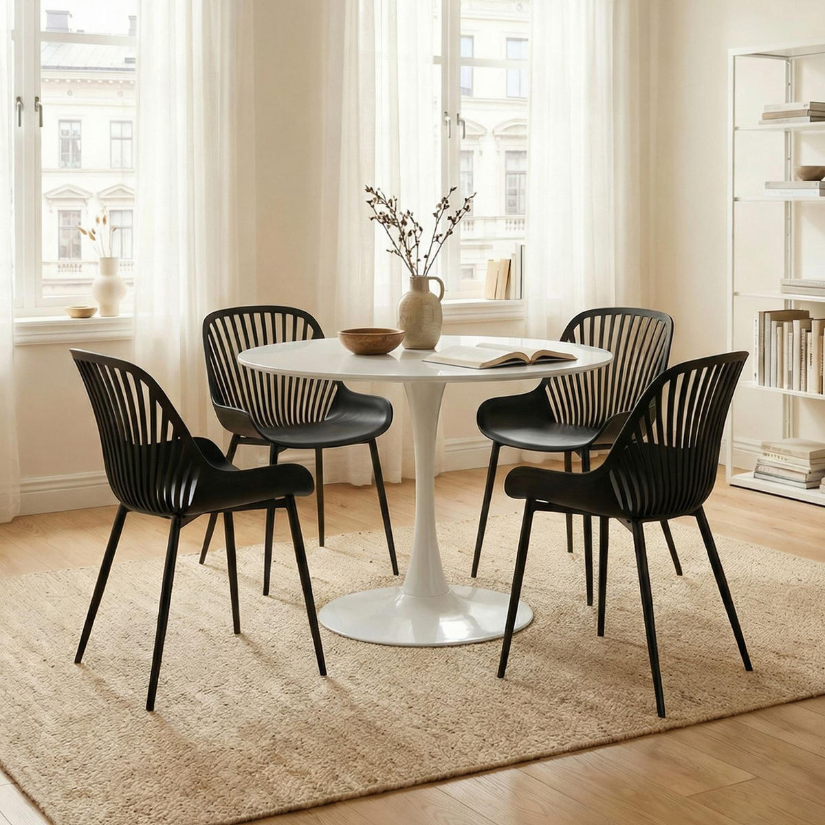 ESSGRUPPE LOIRE/VERDE 5er Set weiß - Weiß, Holzwerkstoff - IDIMEX