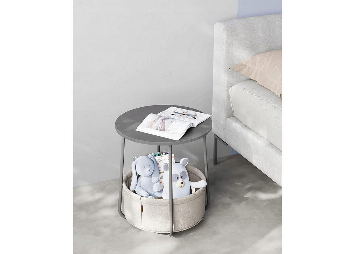 BEISTELLTISCH mit Korb - Grau, Metall (45/45/50cm) - A2A Home