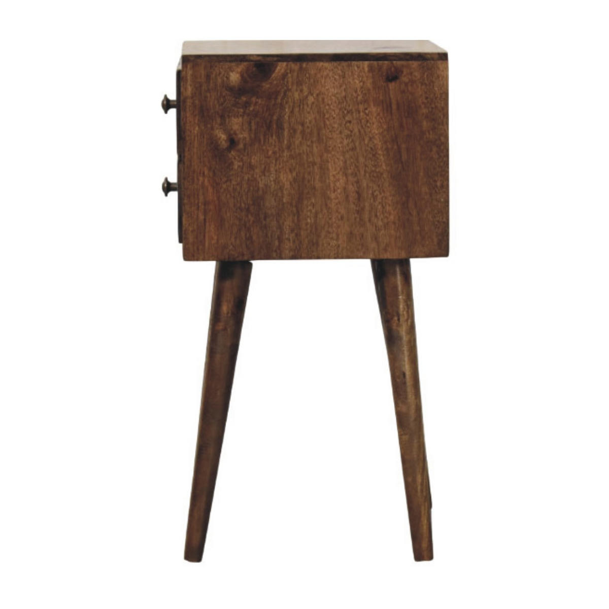 NACHTTISCH Nordic 2 Schubladen - Dunkelbraun/Messingfarben, Mangoholz/Holz (30/57/30cm) - Artisan Furniture
