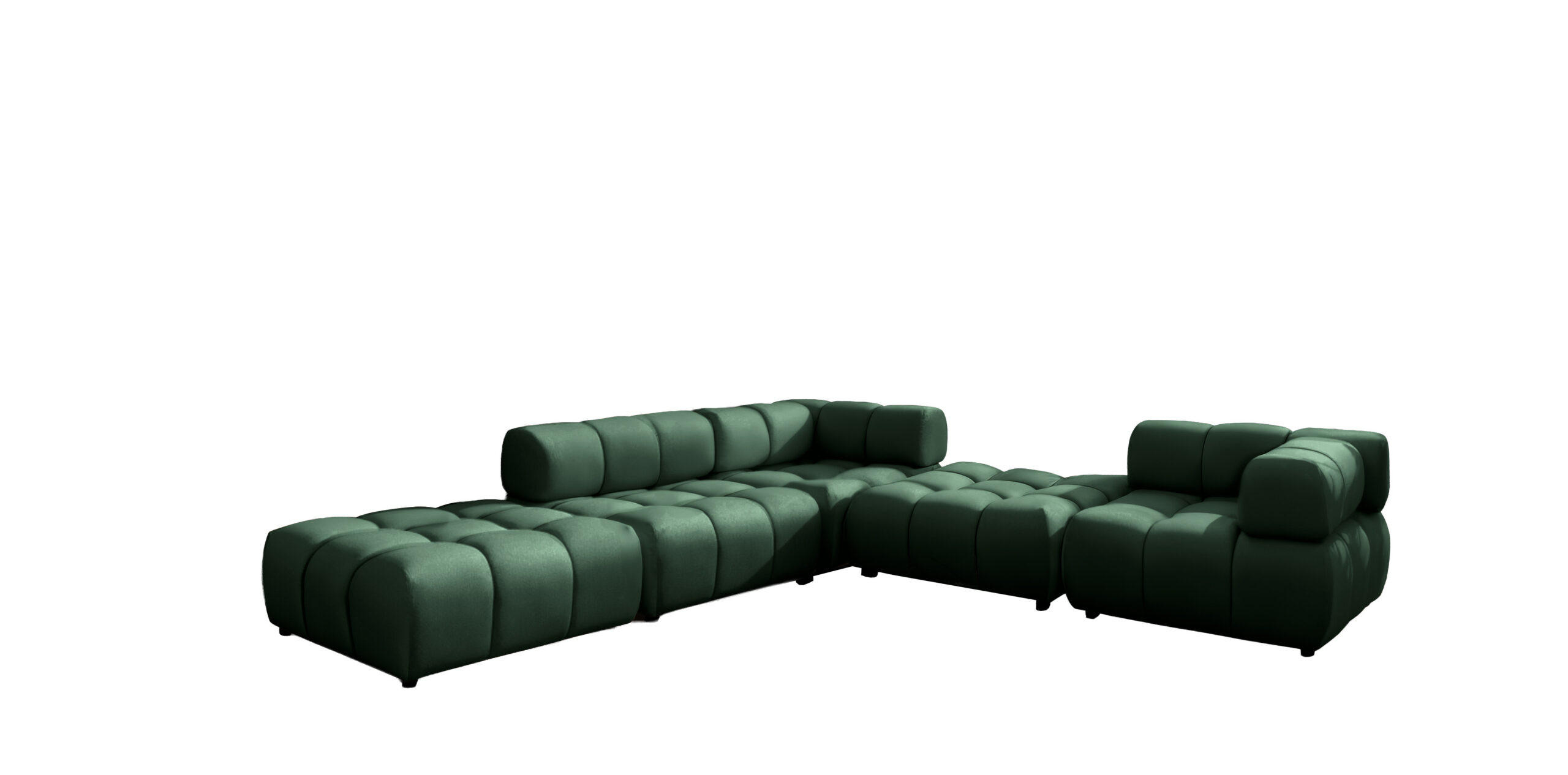 ECKSOFA Corner Modular, Veloursstoff Bluvel, Grün, Links, Bolla - Grün, Holz (288/288cm) - Kaiser Möbel