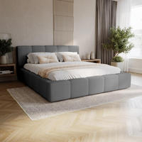 POLSTERBETT 160x200 mit Bettkasten, Lattenrost und Kopfteil, Eleganter Velo-Stoffbezug Stahl - Grau, Holz (160/200cm) - Chilly
