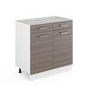 UNTERSCHRANK R-Line Grau 80 cm mit Schubladen und Türen, ohne AP - Hellbraun/Weiß, Holzwerkstoff (80/81.6/46cm) - Vicco