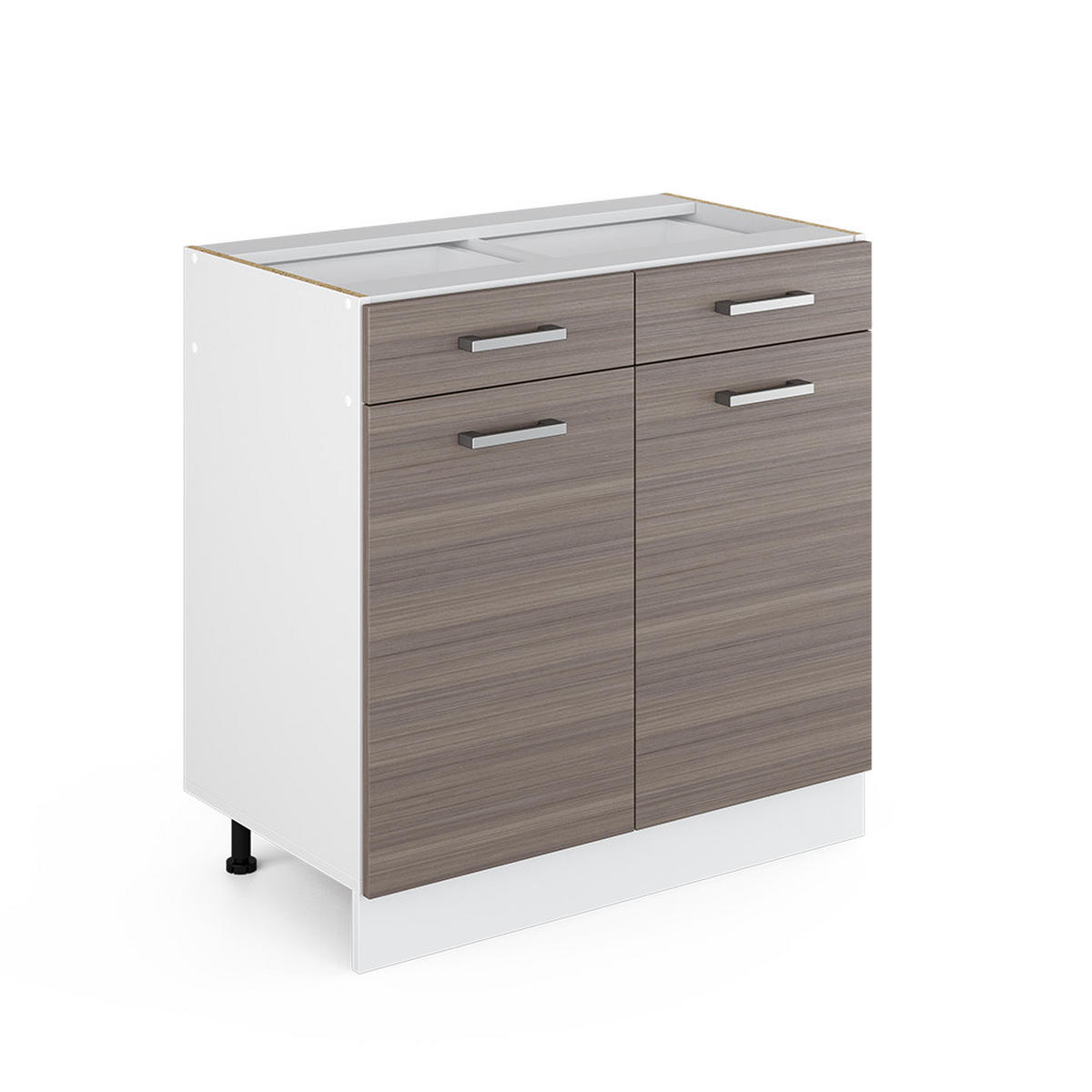 UNTERSCHRANK R-Line Grau 80 cm mit Schubladen und Türen, ohne AP - Weiß/Grau, Holzwerkstoff (80/81.6/46cm) - Vicco