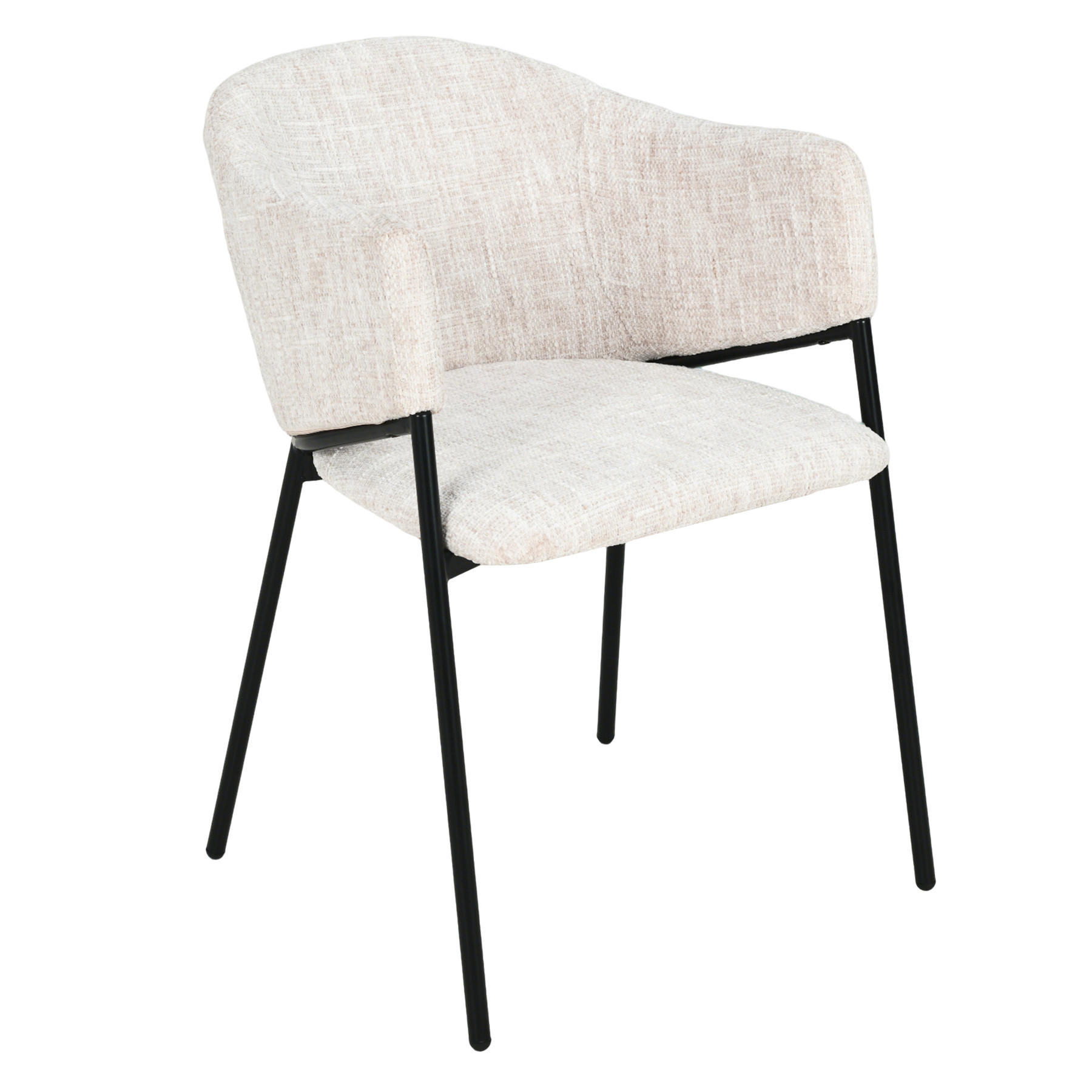 STUHL NOBLESSE Chenille Beige 80 cm - Beige/Schwarz, Kunststoff/Textil (52/77/60cm) - riess-ambiente