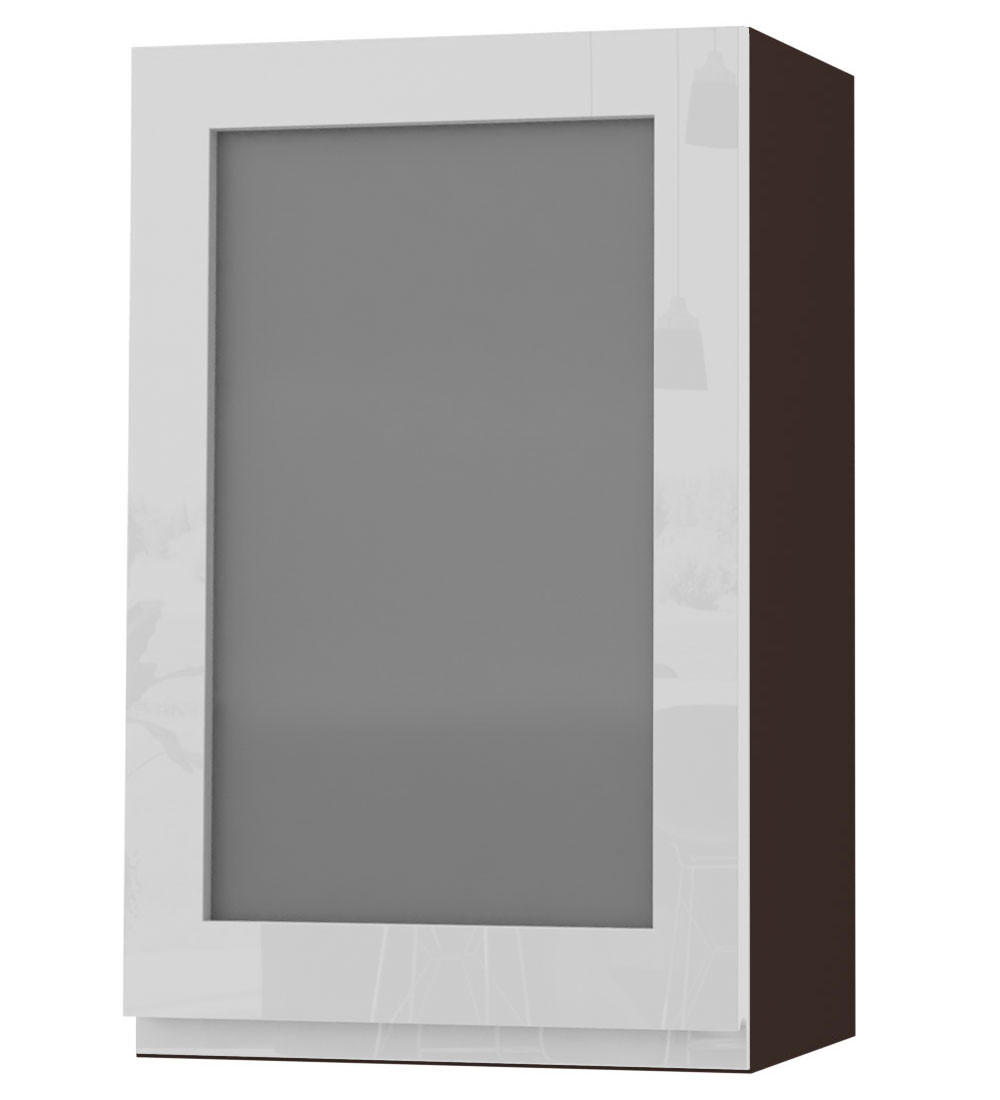 HÄNGESCHRANK Florence W2S/45 Lava / RAL 9003 signalweiß HG 45 / 32,5 / 72cm - Türanschlag links - Dunkelgrau/Weiß Hochglanz, Holz/Holzwerkstoff (45/72/32.5cm) - Feldmann-Wohnen