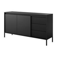 SIDEBOARD SENSATO 154/81/40 cm mit 3 Schubladen und 2 Türen Schwarz - Schwarz, Holzwerkstoff (154/81/40cm) - MASSENO