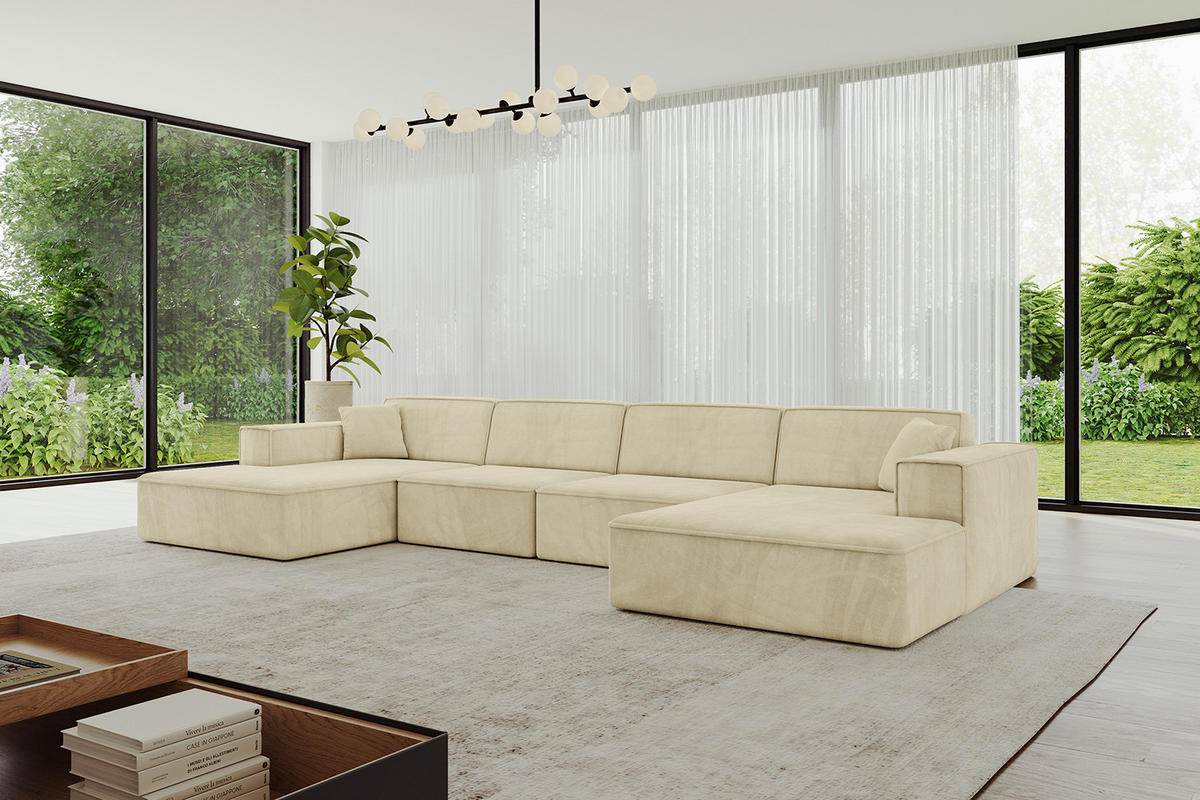 WOHNLANDSCHAFT IREA-U2-v4 - 388x171x79 cm Beige - Taupe, Holzwerkstoff/Textil (388/79/171cm) - ALTDECOR