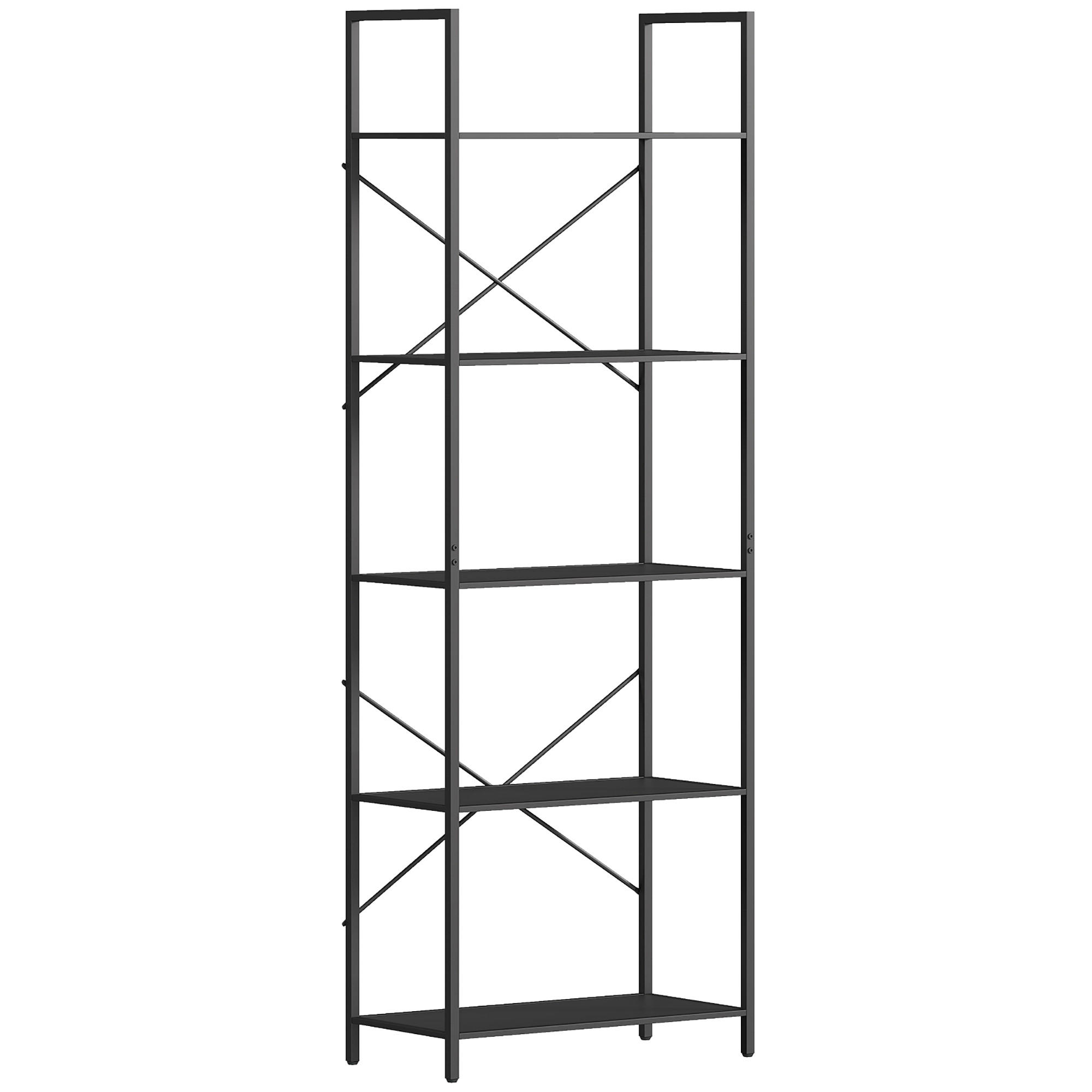 BÜCHERREGAL Standregal mit 5 Ebenen Büroregal Schwarz - Schwarz, Metall (30/170.5/60cm) - HOMCOM