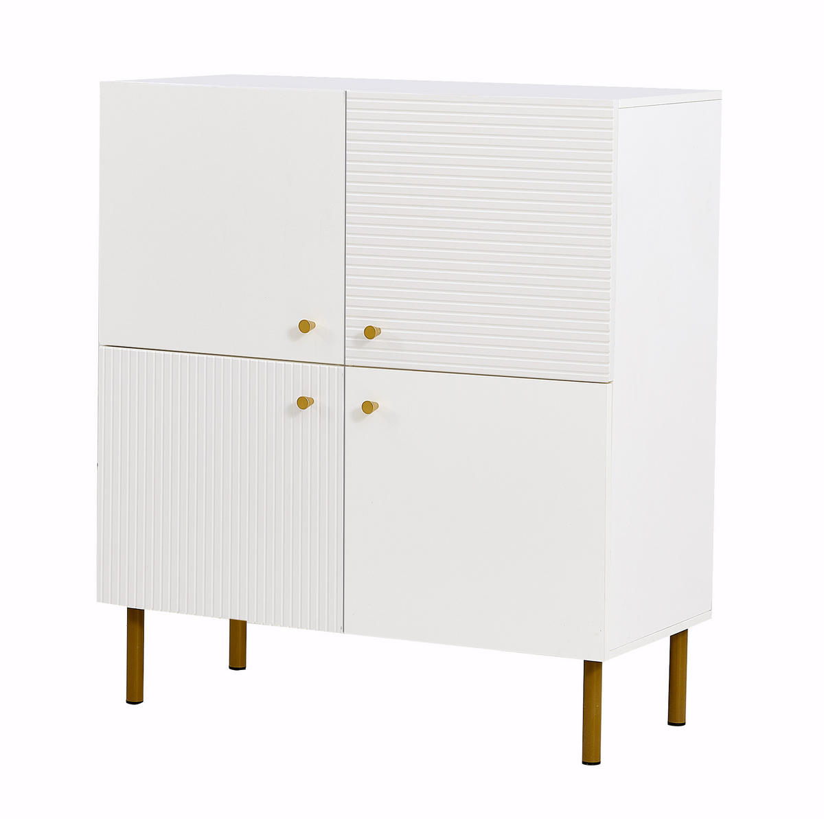 SIDEBOARD 80/36/90 cm weiß aus MDF mit Stahlbeinen - Weiß, Holzwerkstoff (36/90/80cm) - OKWISH