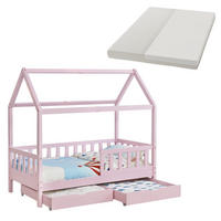 KINDERBETT Marli rosa 80x160 cm mit Bettkasten und Matratze - Rosa, Holz (80/160cm) - Juskys