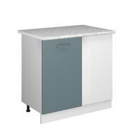 ECKUNTERSCHRANK R-Line Blau-Grau 86 cm, AP Marmor - Blaugrau/Weiß, Holzwerkstoff (86/81.6/60cm) - Vicco