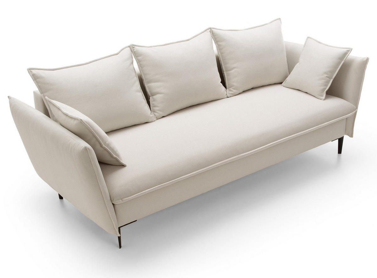 SOFA mit Bettkasten Flavio, 237 cm, Schlaffunktion, Creme - Creme, Holz (237/90/105cm) - Emporius