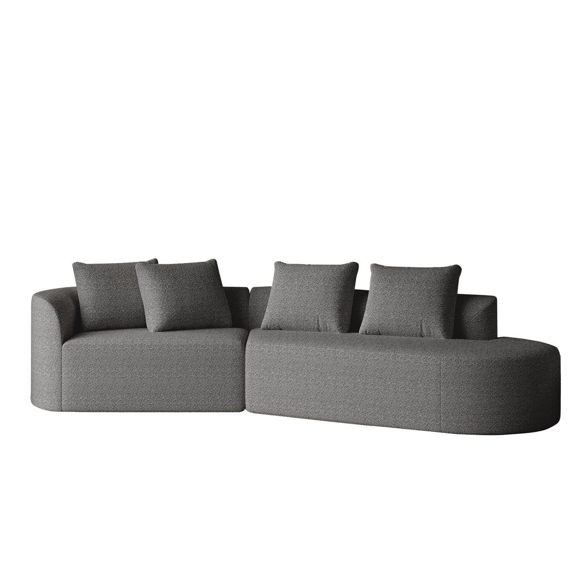 SOFA 4-Sitzer mit luxuriöser Chenille-Polsterung Dunkelgrau 300/100/80 cm - Dunkelgrau, Textil (91.4/81.2/294.4cm) - OKWISH