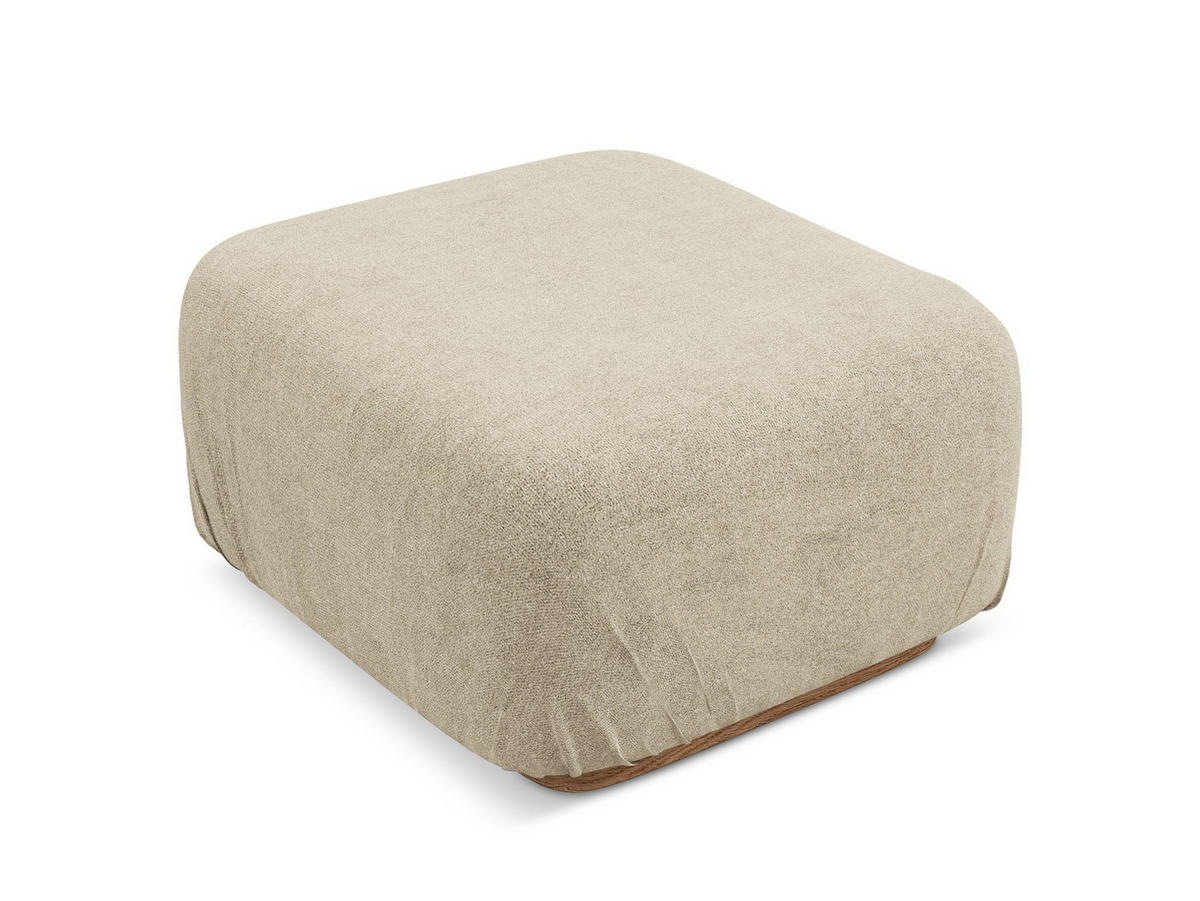 POUF Bouclé Stoff Beige - Beige/Braun, Holz/Textil (83/95/41cm) - Makamii