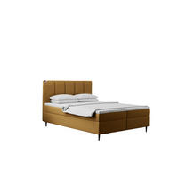 BOXBETT Mit Bettkasten Matratze ADEL Stoff Monolith Senffarbe 200x200 cm H2-Pocket - Gelb, Holz/Textil (200/200cm) - Kaiser Möbel