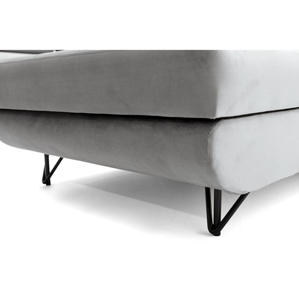 ECKSOFA U-Form JUNIOR U Links mit Schlaffunktion 128x254 Velours Grau - Schwarz/Grau, Holz/Textil (323/90/184cm) - Muffo