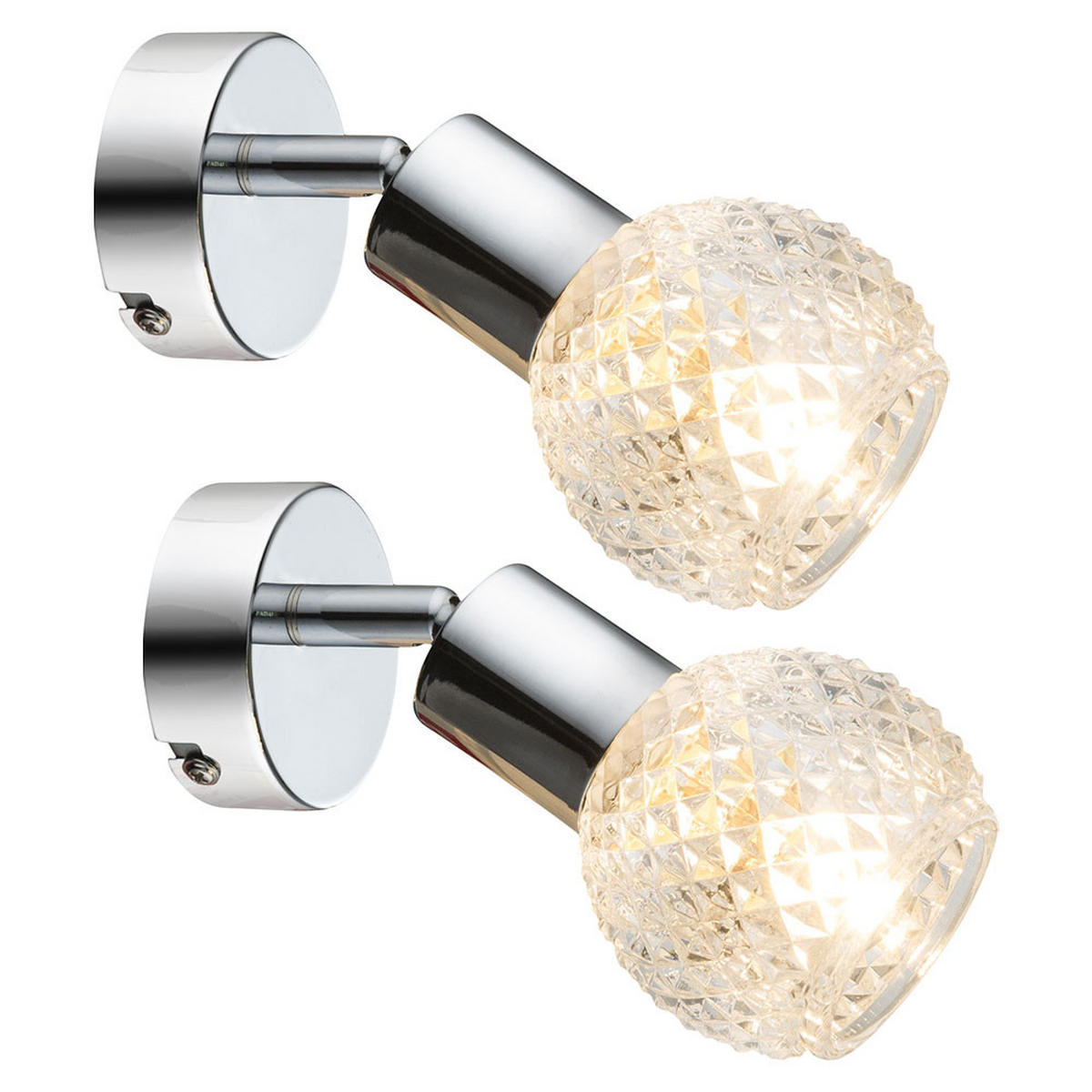 WANDLEUCHTE KEITH Chrom Silber 3er Set - Silberfarben, Glas (8/15.5/17cm) - Globo Lighting
