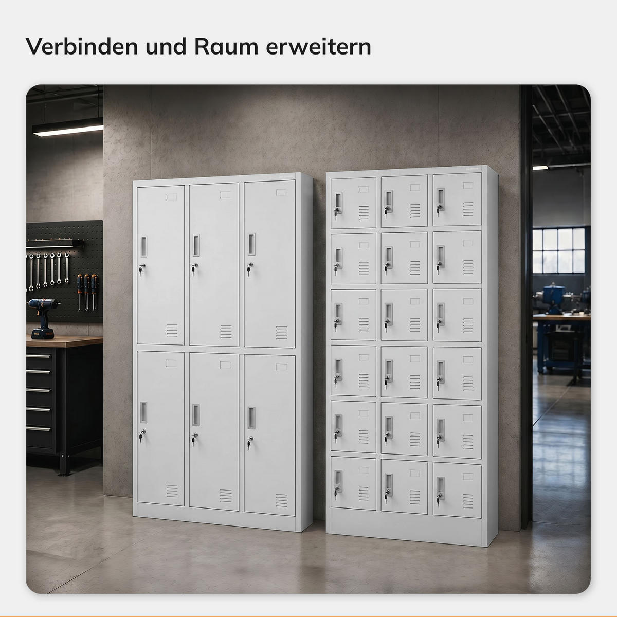 MITARBEITERSPIND KAROL 18 Fächer 90 x 185 x 40 cm - Weiß, Metall (90/185/40cm) - Jan Nowak