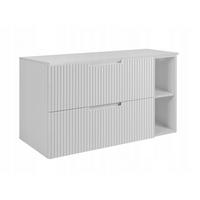 WASCHBECKUNTERSCHRANK VENA 100 cm mit Arbeitsplatte Farbe: Mattweiß mit einem Regal Gerillte Vorderseite Mattweiß - Weiß, Holzwerkstoff (100/58/46cm) - Rodan