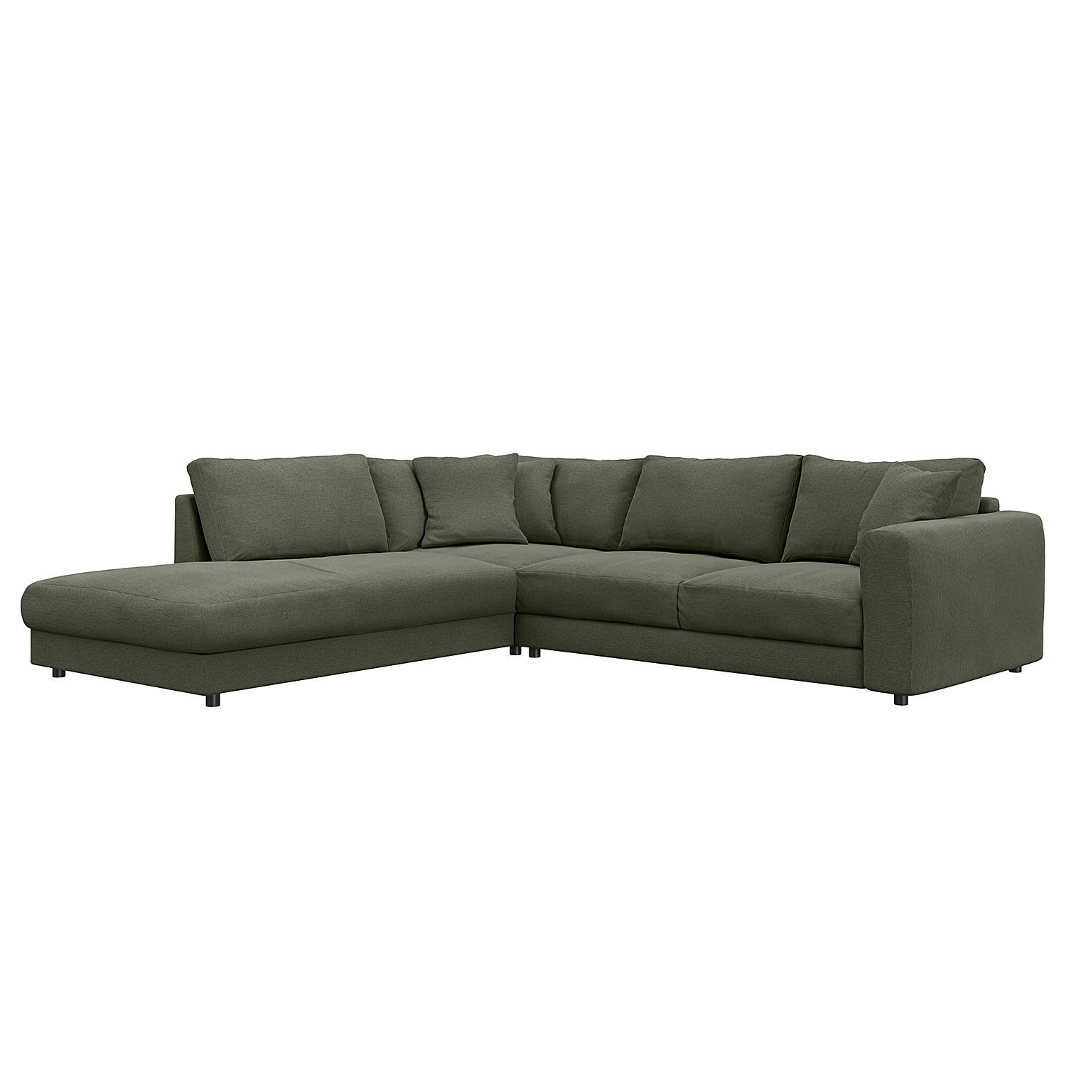 ECKSOFA mit Ottomane - Schwarz/Grau, Textil (267/254cm) - home24