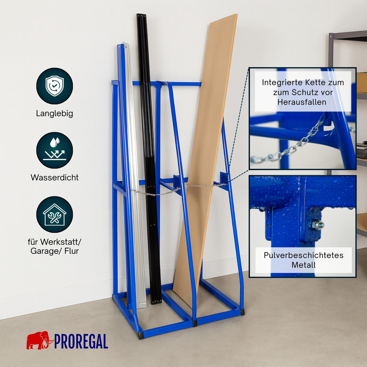 VERTIKALREGAL Rhino Komplettregal HxBxT 150x69x60cm Blau - Blau, Metall (69/150/60cm) - PROREGAL