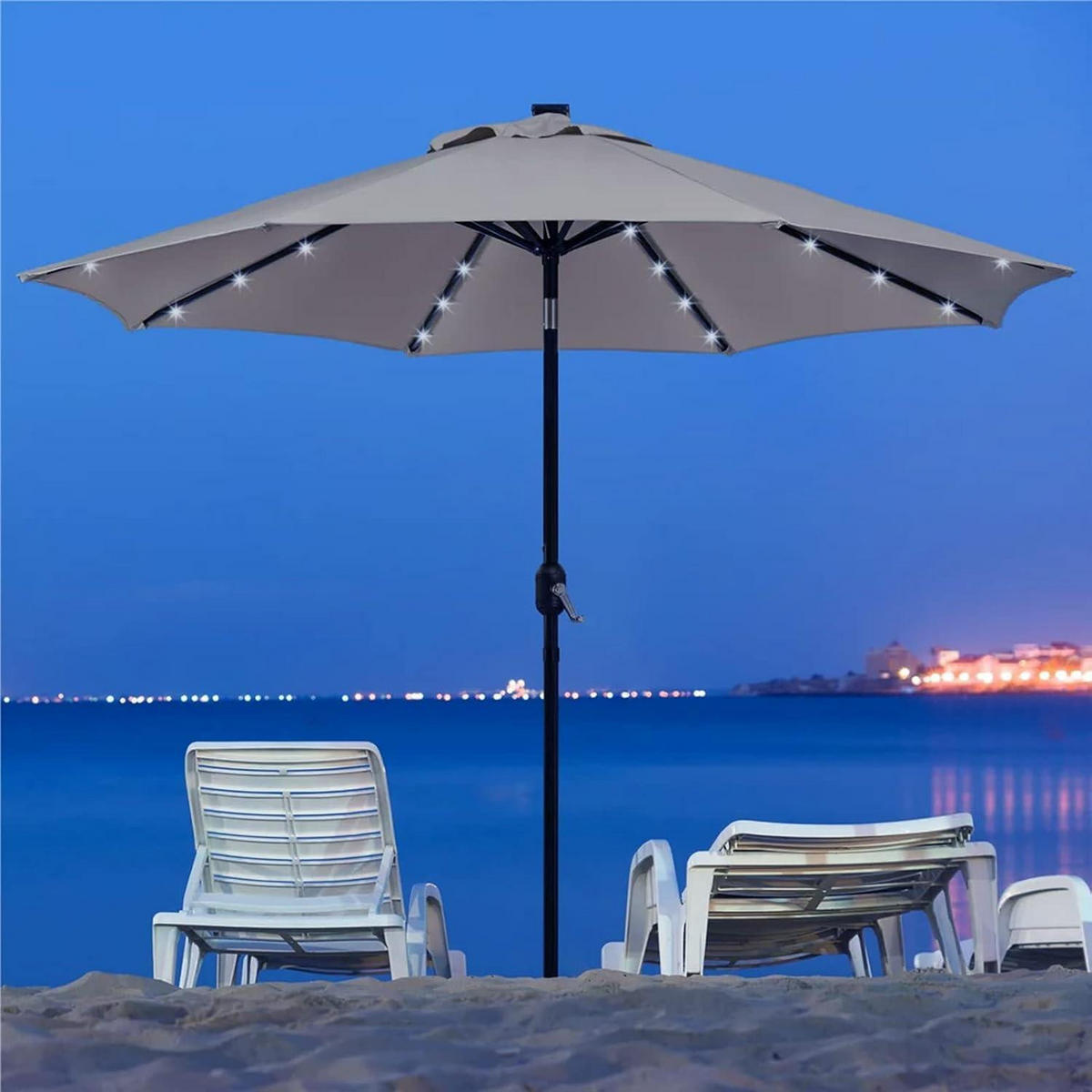 SONNENSCHIRM Ersatzbezug 300 cm 8 Streben Anthrazit UV Schutz 80 Windfest - Beige, Textil (300/300cm)