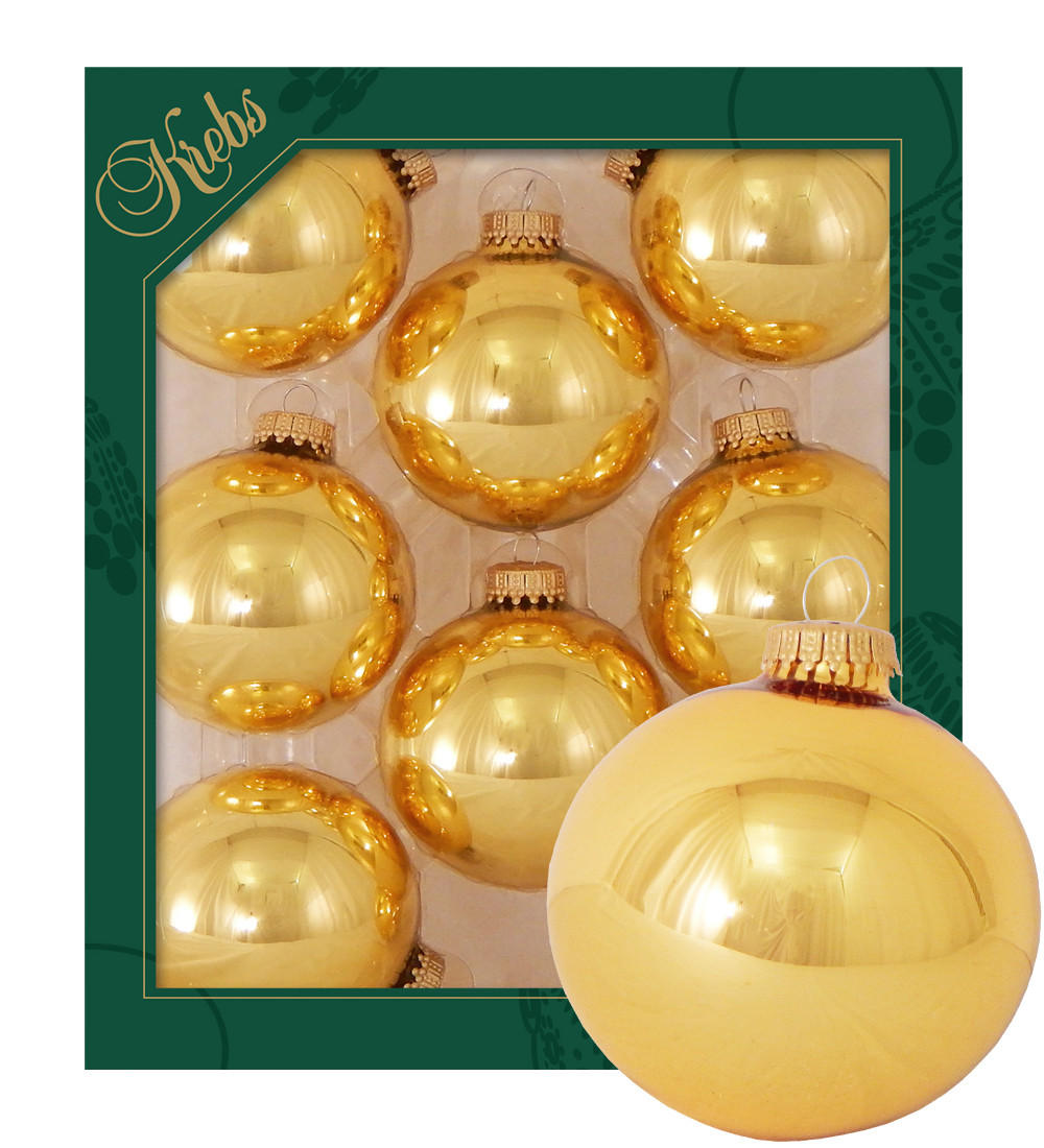 Krebs Glas Lauscha Christbaumkugeln Gold 7x7x7 cm