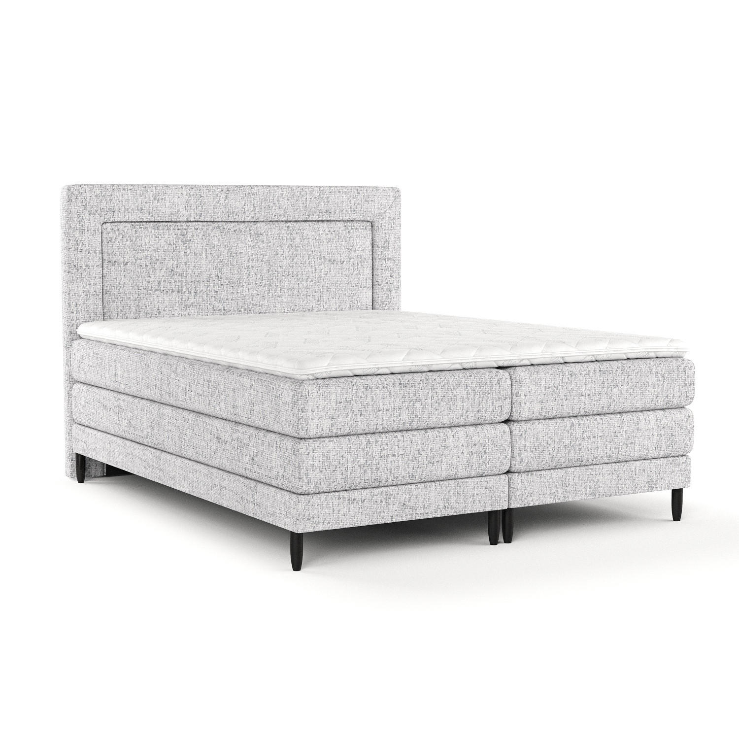 BOXSPRINGBETT Madame Hellgrau 140/200 cm mit Matratzen und Topper - Hellgrau/Schwarz, Holz/Holzwerkstoff (140/200cm) - Maison de Reve