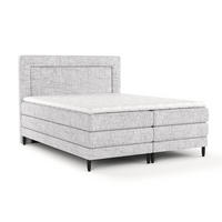 BOXSPRINGBETT Madame Hellgrau 180/200 cm mit Matratzen und Latex-Topper - Hellgrau/Schwarz, Holz/Holzwerkstoff (180/200cm) - Maison de Reve