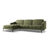 ECKSOFA Links Samt Stoff Grün - Schwarz/Olivgrün, Textil/Metall (160/264cm) - Makamii