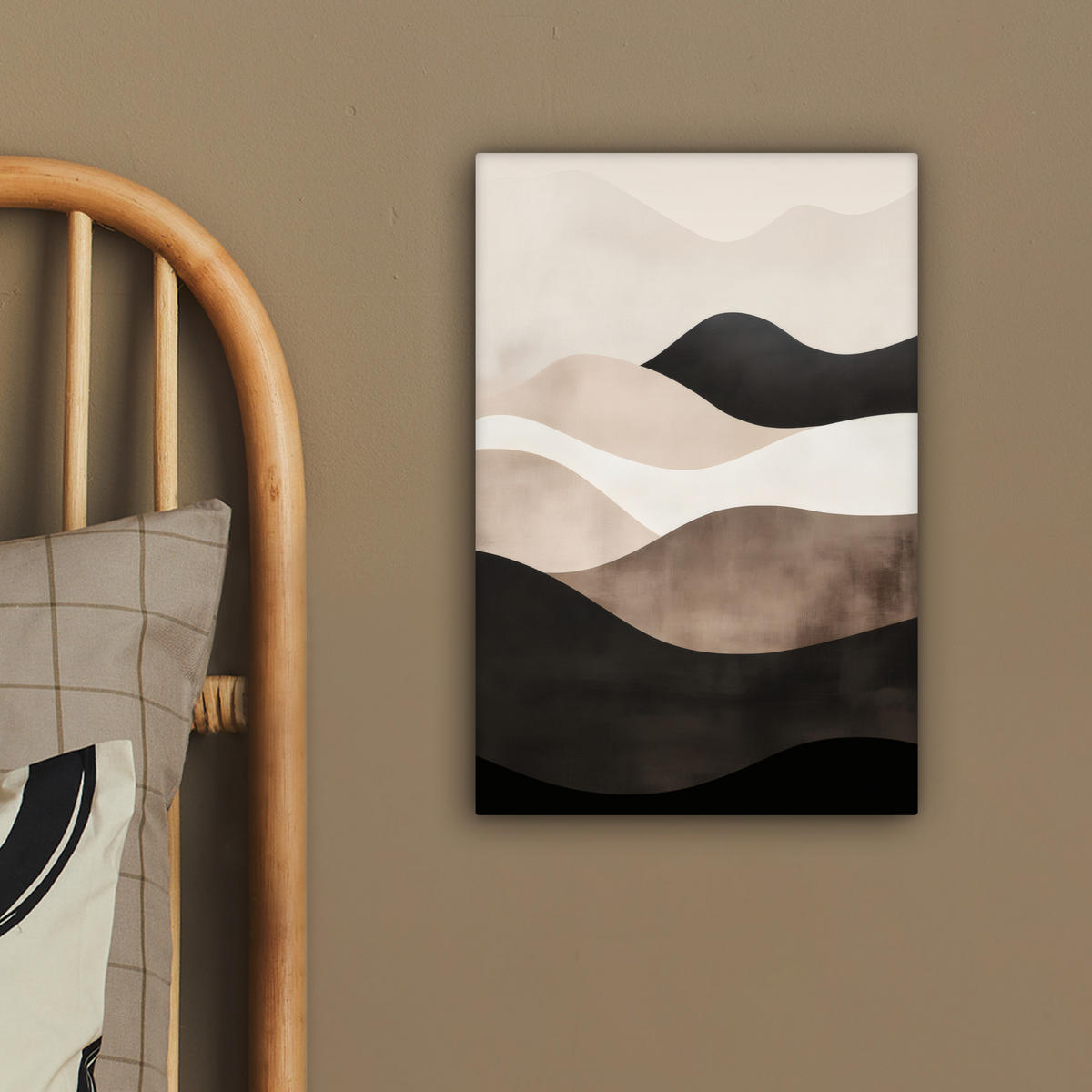 LEINWANDBILD Abstrakt - Landschaft - Wellen - Cremefarben 20x30 cm - Cappuccino, Textil (20/30cm) - MuchoWow