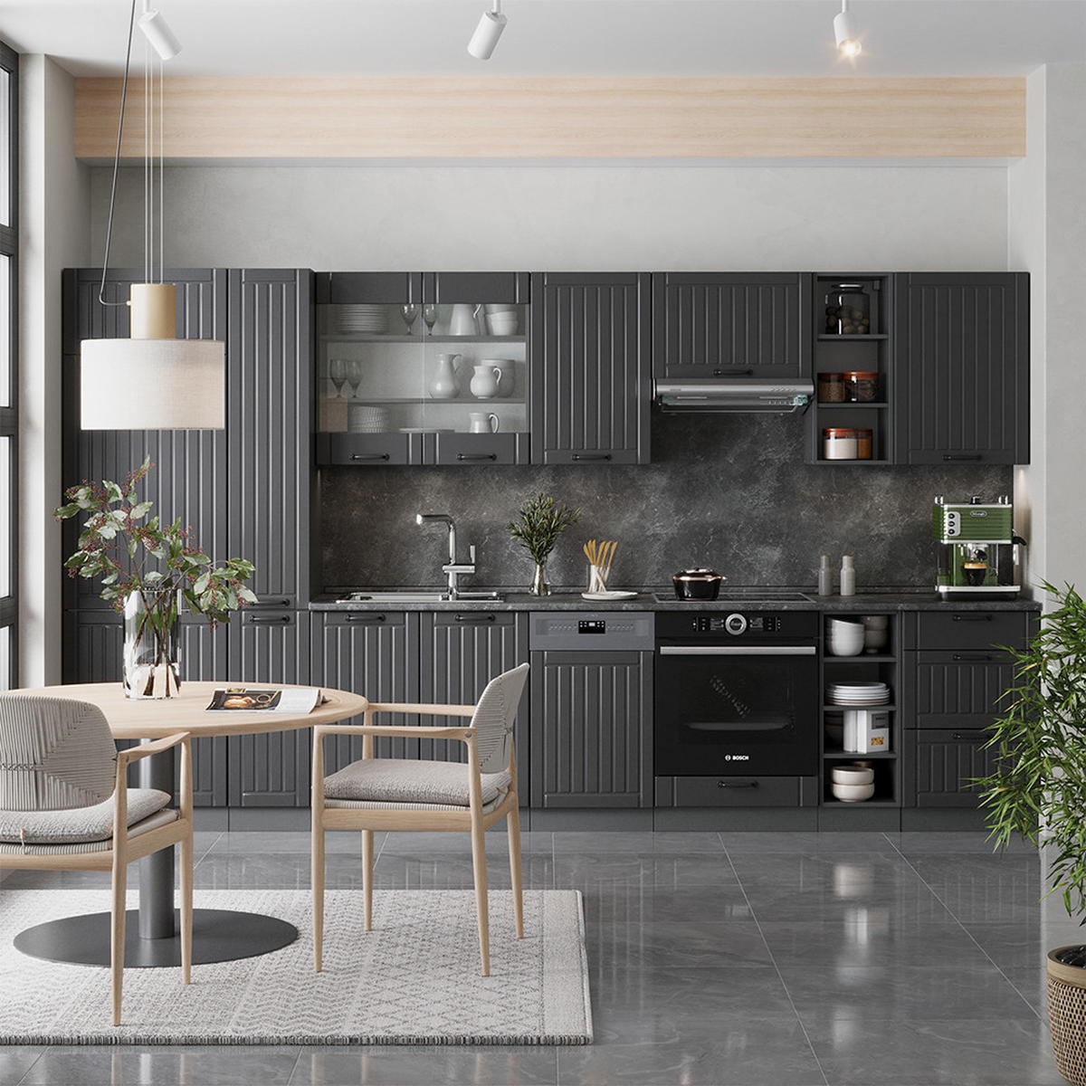 KUCHYŇSKÝ KOUT Fame-Line Tmavě šedá - tmavě šedá, kompozitní dřevo (355/81.6/60cm) - Vicco