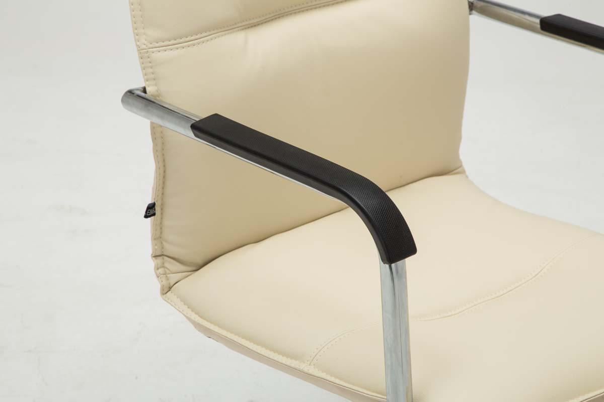 BESUCHERSTUHL 2er-Set SEATTLE 92x56x60 cm Creme Kunstleder - Creme, Leder/Metall (56/92/60cm) - DELUKE