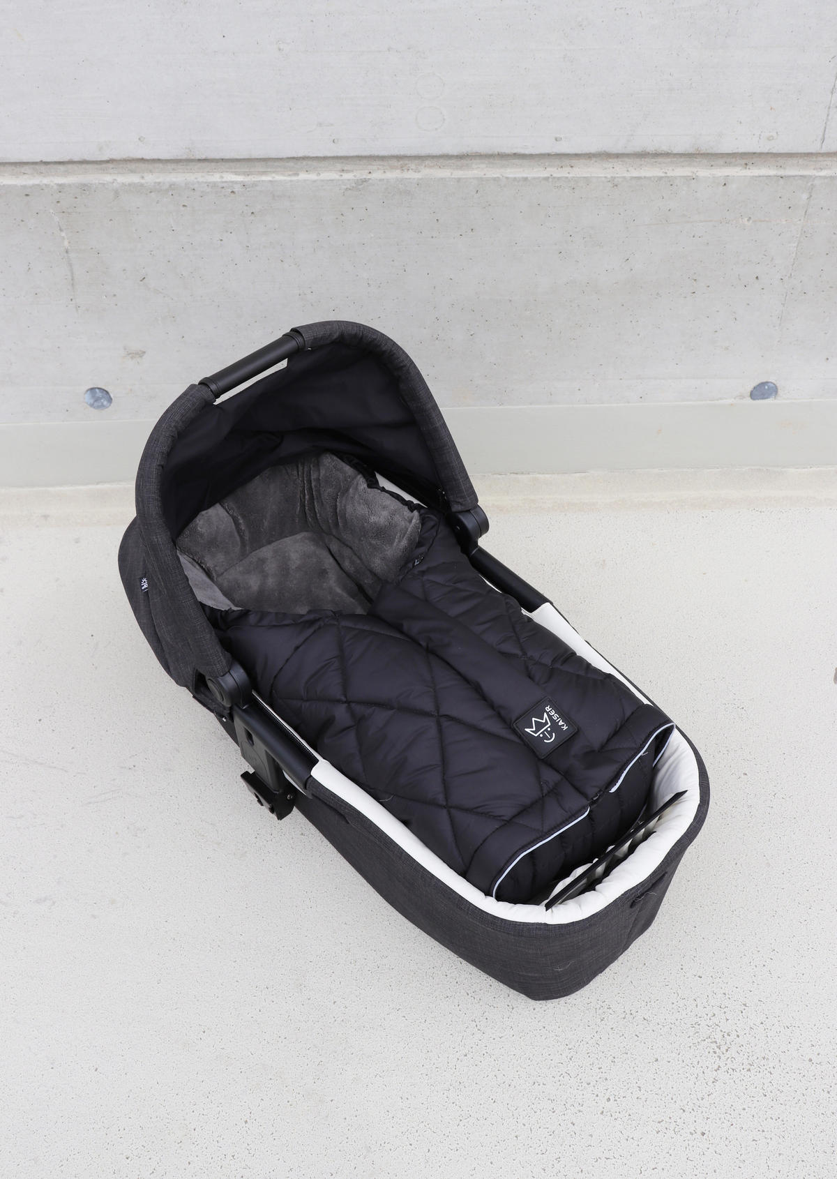 KINDERWAGEN-FUSSSACK Moony 2in1, Sherpa Fleece grey, black - Schwarz, Textil (48/10/105cm) - Kaiserbaby