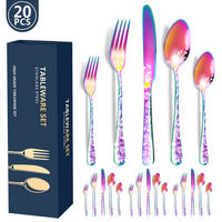 BESTECKSET 20-teilig Edelstahl - Multicolor, Metall - Authentics