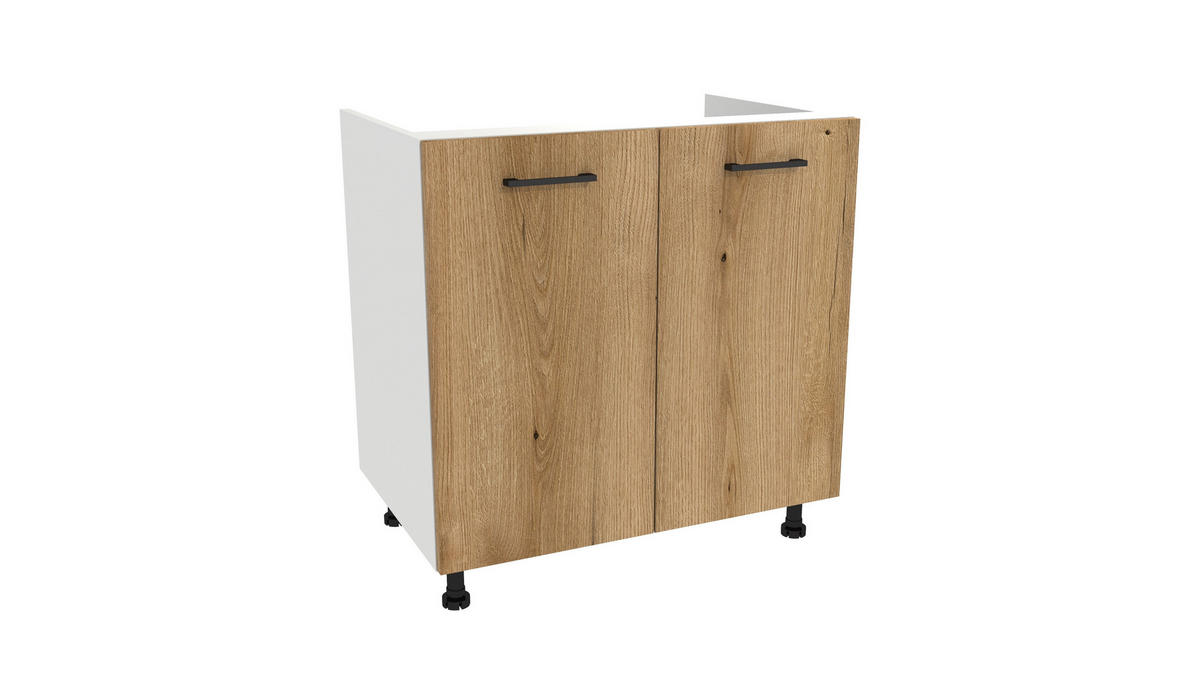 KÜCHENZEILE 260 cm mit Arbeitsplatte - SIMPLY Z22 - in Eiche / Weiß Matt - Eichefarben/Schwarz, Holz/Holzwerkstoff (260/212/53cm)