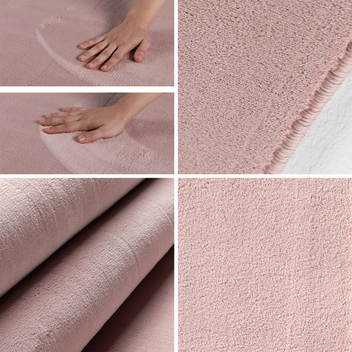 TEPPICH Kurzflor Uni-Farbe Microfaser Antirutsch Wohnzimmer waschbar Rosa Rund 200x200 - Rosa, Textil (200/200cm) - KADIMA DESIGN