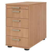 STANDCONTAINER - mit 4 Schubladen 80/42,8/72 cm in Nussbaumfarben Streifengriff (Kunststoff) - Nussbaumfarben, Holzwerkstoff (42.8/72/80cm) - bümö