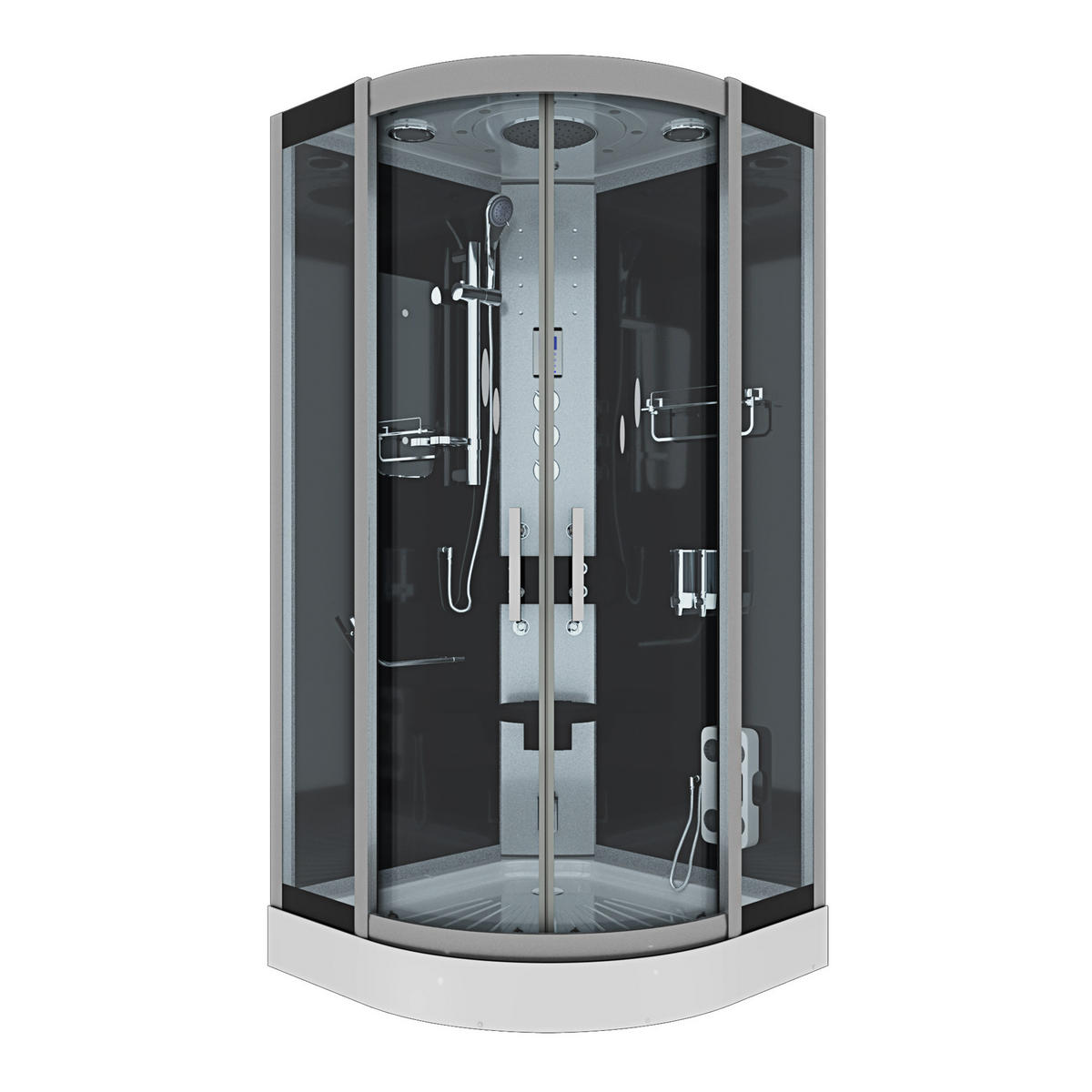 DAMPFDUSCHE Dusche D46-23T3-EC sw 100x100 - Schwarz, Glas/Kunststoff (100/100/215cm) - AcquaVapore by Sandra Jentho