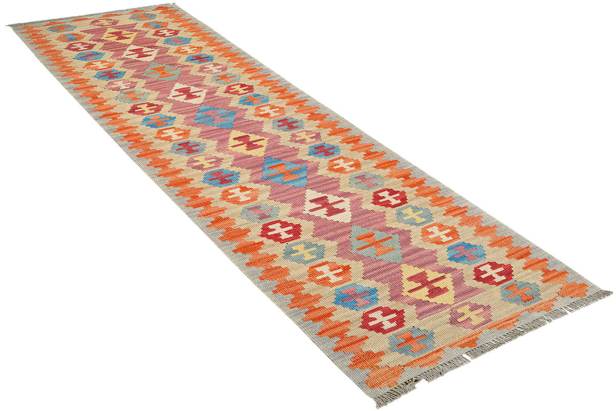 HANDWEBTEPPICH Kelim Gashgai Rot 249/60 cm Schurwolle - Rot, Textil (60/249cm) - Looma