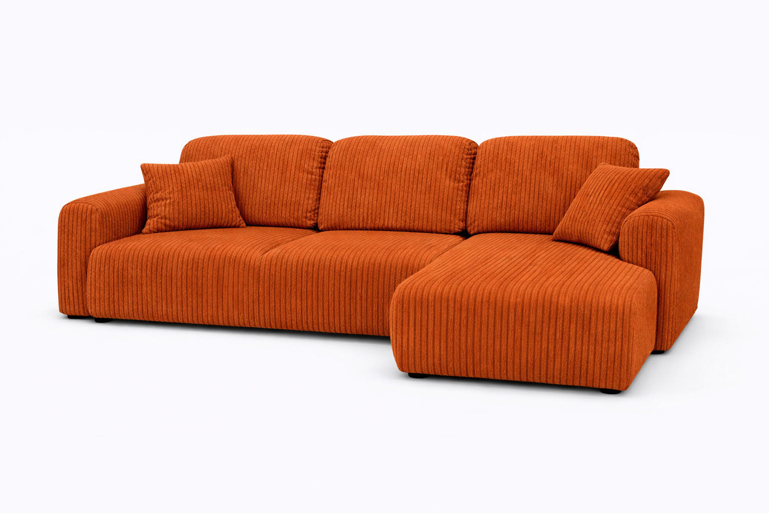 ECKSOFA Mit Schlaffunktion Und Bettkasten, Sofa L-Form Bingo L, Cordstoff Poso, Kupfer, Rechts - Orange, Holz (250/142cm) - Kaiser Möbel
