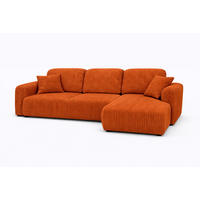 ECKSOFA Mit Schlaffunktion Und Bettkasten, Sofa L-Form Bingo L, Cordstoff Poso, Kupfer, Rechts - Orange, Holz (250/142cm) - Kaiser Möbel