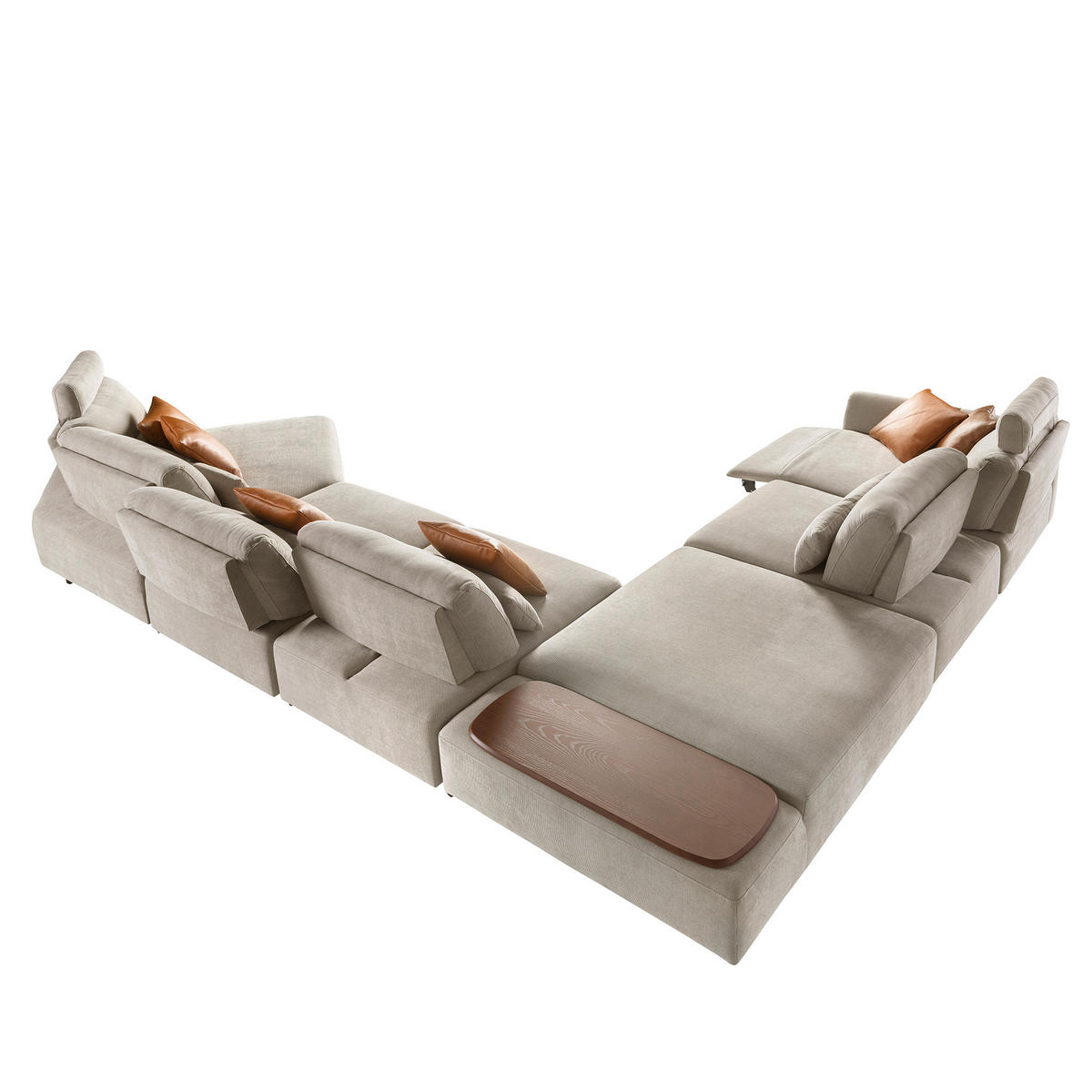 ECKSOFA Modulares Relax-Sofa mit Chaiselongue rechts, Stoff in Sandfarbe 500/305/87 cm - Sandfarben/Schwarz, Textil (500/305cm) - ANGEL CERDA