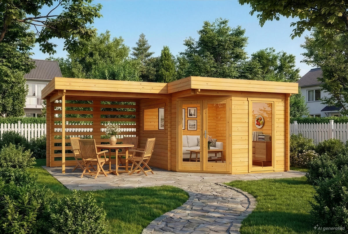 GARTENHAUS Holz Pepe Optima - Pinienfarben, Holz (618/230/462cm) - Alpholz